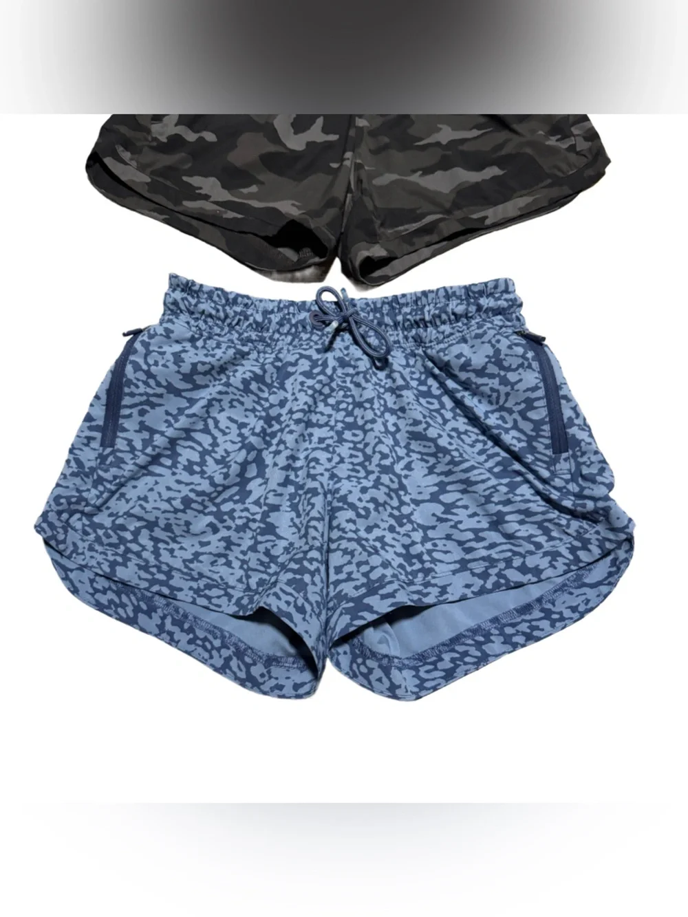 Athleta Girl Shorts Size Large Bundle of 2 Blue Leopard Black Camo Athletic Run